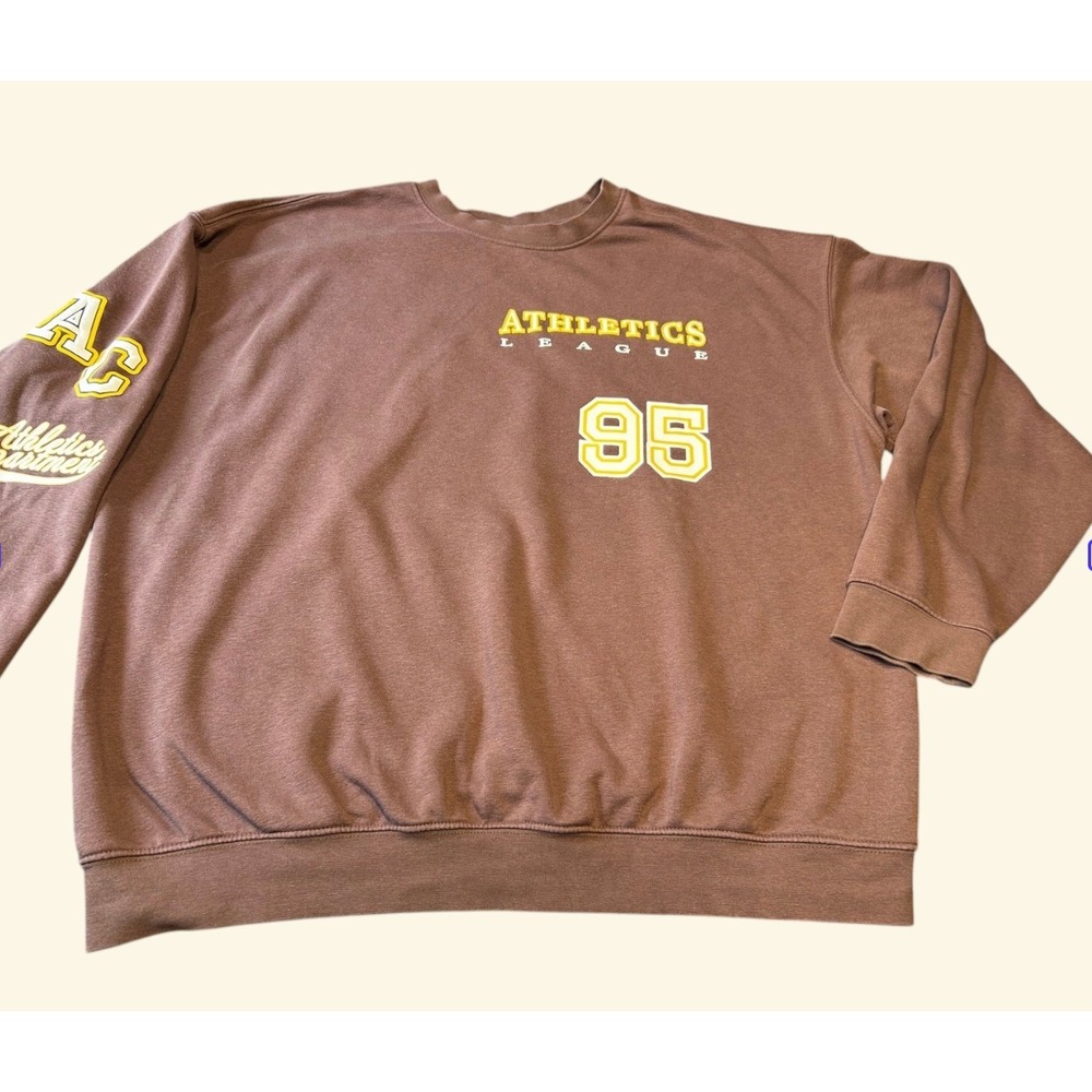 Athletics League 95 Brown Graphic Crewneck Sweatshirt MED Collegiate Varsity